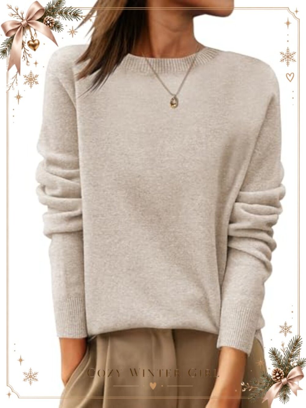 100% Wool Crewneck Long Sleeve Pullover Sweater